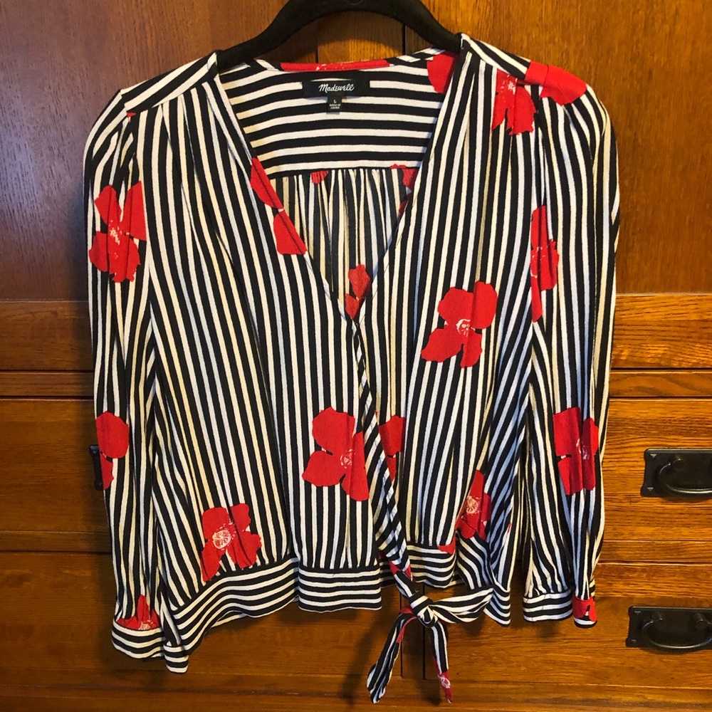 Madewell Cropped 3/4 sleeve blouse